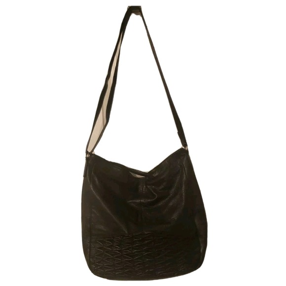 Day & Mood Handbags - Anthropologie Day and Mood Isa Black Leather Hobo Shoulder  Crossbody Bag